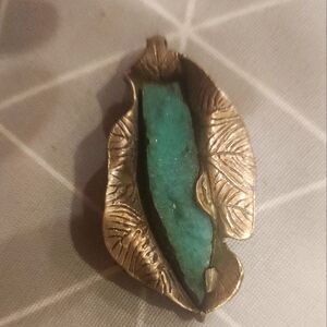 Vintage Navajo Silver and Druzy Pendant Signed M.S.M EUC
